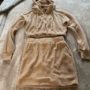 Fuzzy skirt/hoodie set